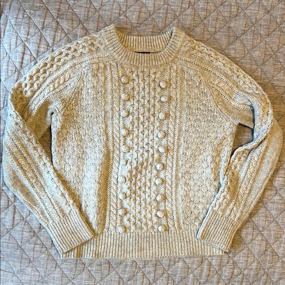J. Crew wool-blend cable-knit sweater, gray, Sz. S.